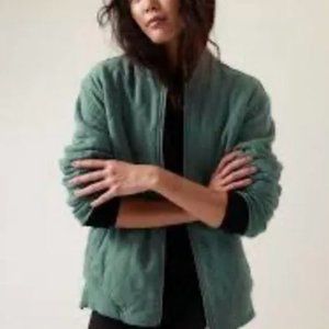 ATHLETA RetroPlush Bomber Jacket Deep Ocean Teal